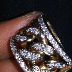 10k REAL GOLD SI1 DIAMOND CUBAN LINK RING